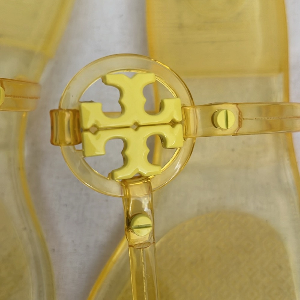 TORY BURCH Mini Miller Jelly Flip Flops Yellow size 7 - Picture 2 of 7